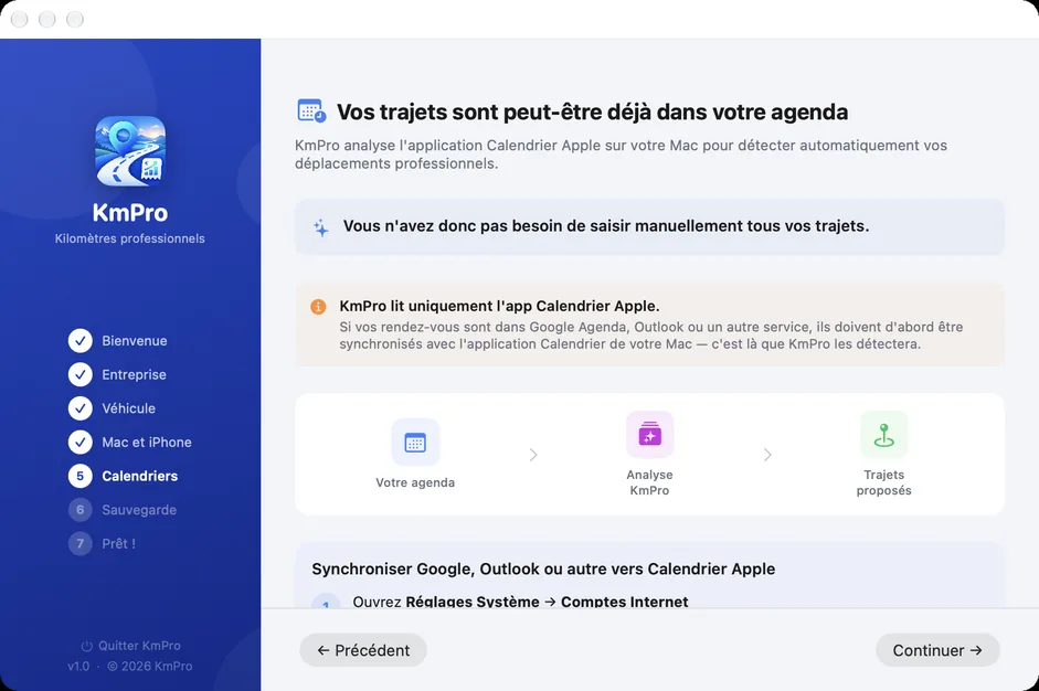KmPro sur Mac : vos trajets sont peut-être déjà dans votre agenda, avec les calendriers à connecter